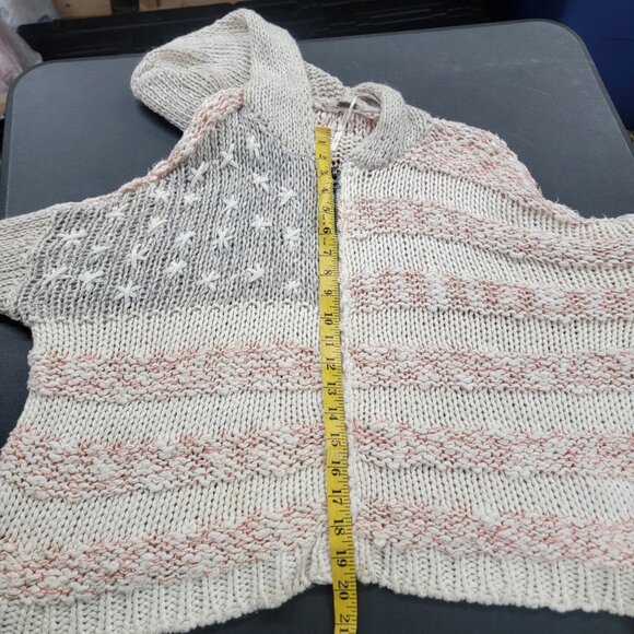 Free People Star Spangled American Flag Cardigan Sweater Oversized Boho Medium - Picture 8 of 8
